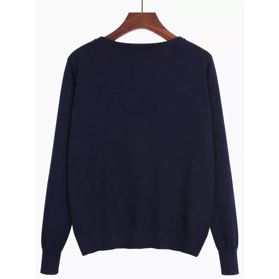 Classic V-Neck Button-Down Knit Cardigan Apparel and Accessories