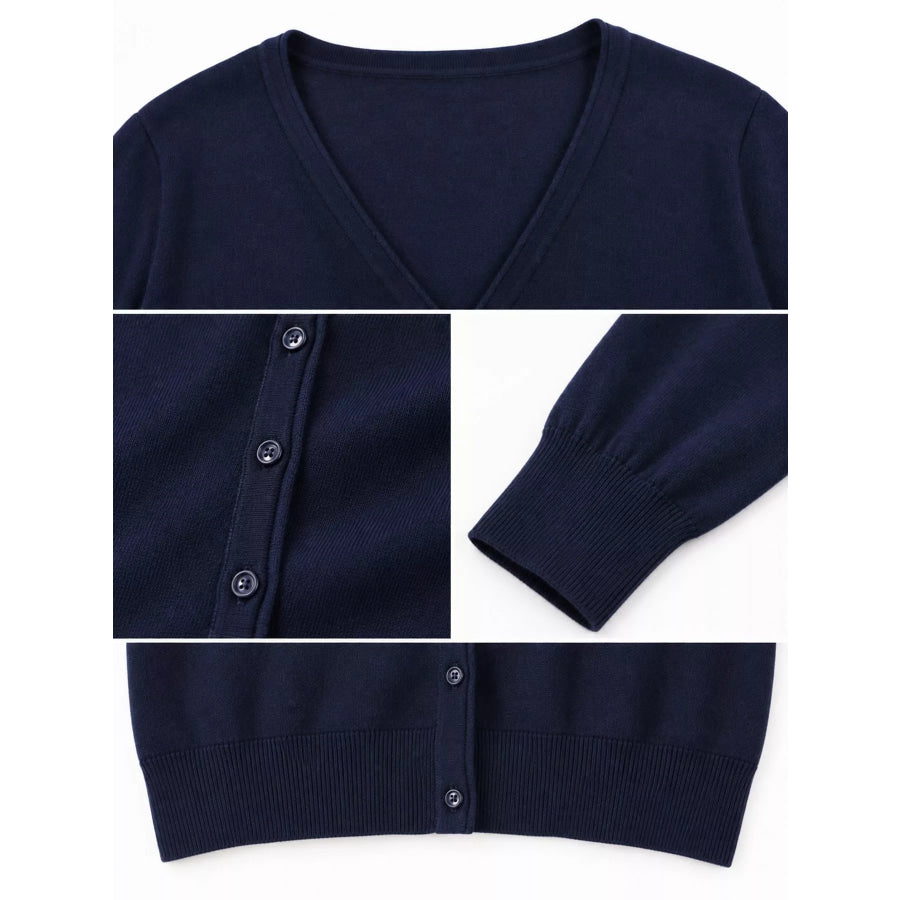 Classic V-Neck Button-Down Knit Cardigan Apparel and Accessories
