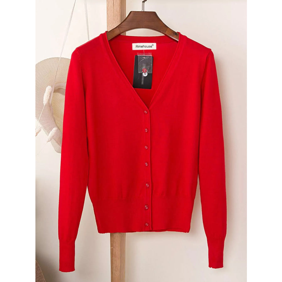 Classic V-Neck Button-Down Knit Cardigan Apparel and Accessories