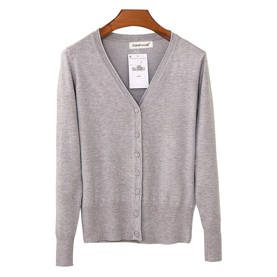 Classic V-Neck Button-Down Knit Cardigan Apparel and Accessories