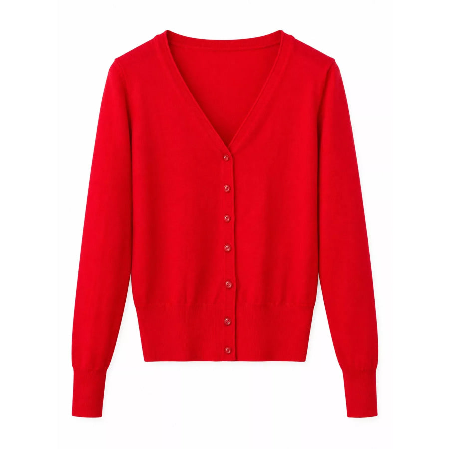 Classic V-Neck Button-Down Knit Cardigan Apparel and Accessories