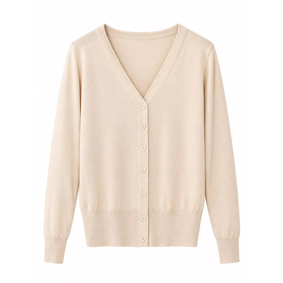 Classic V-Neck Button-Down Knit Cardigan Apparel and Accessories