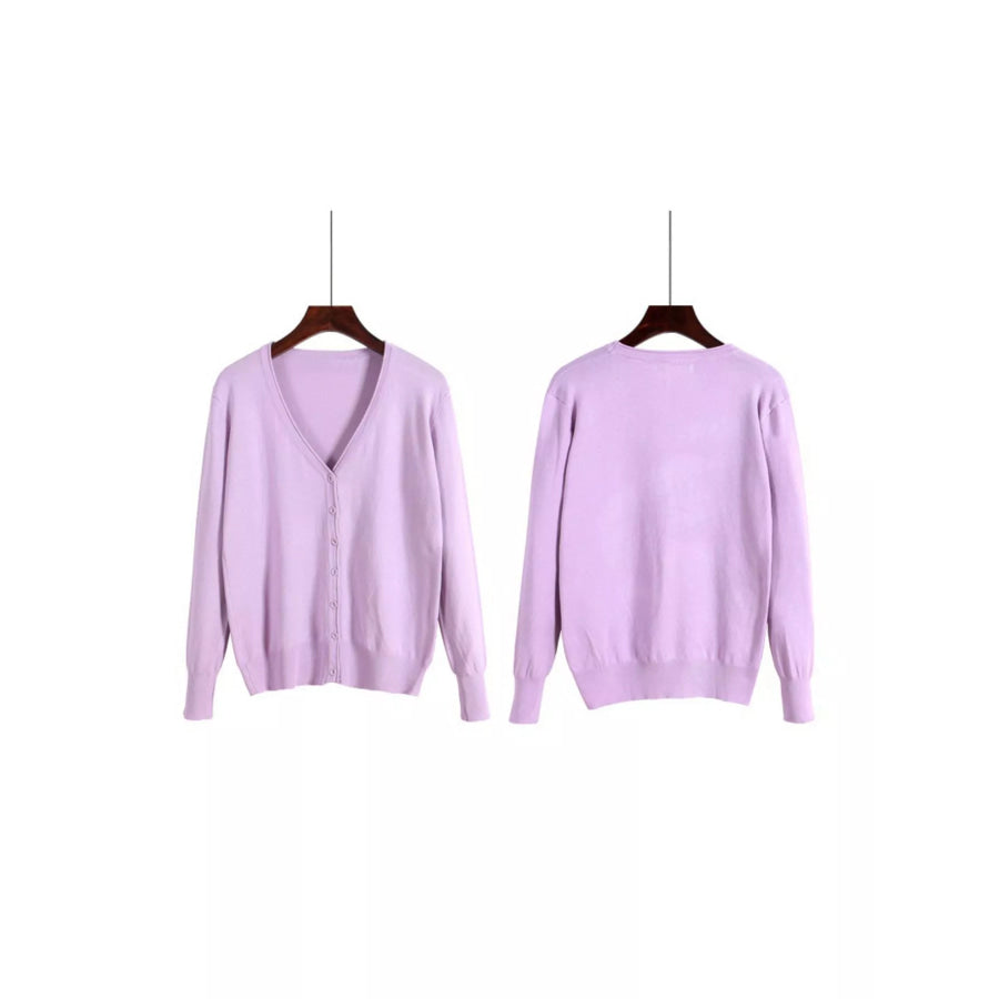 Classic V-Neck Button-Down Knit Cardigan Apparel and Accessories