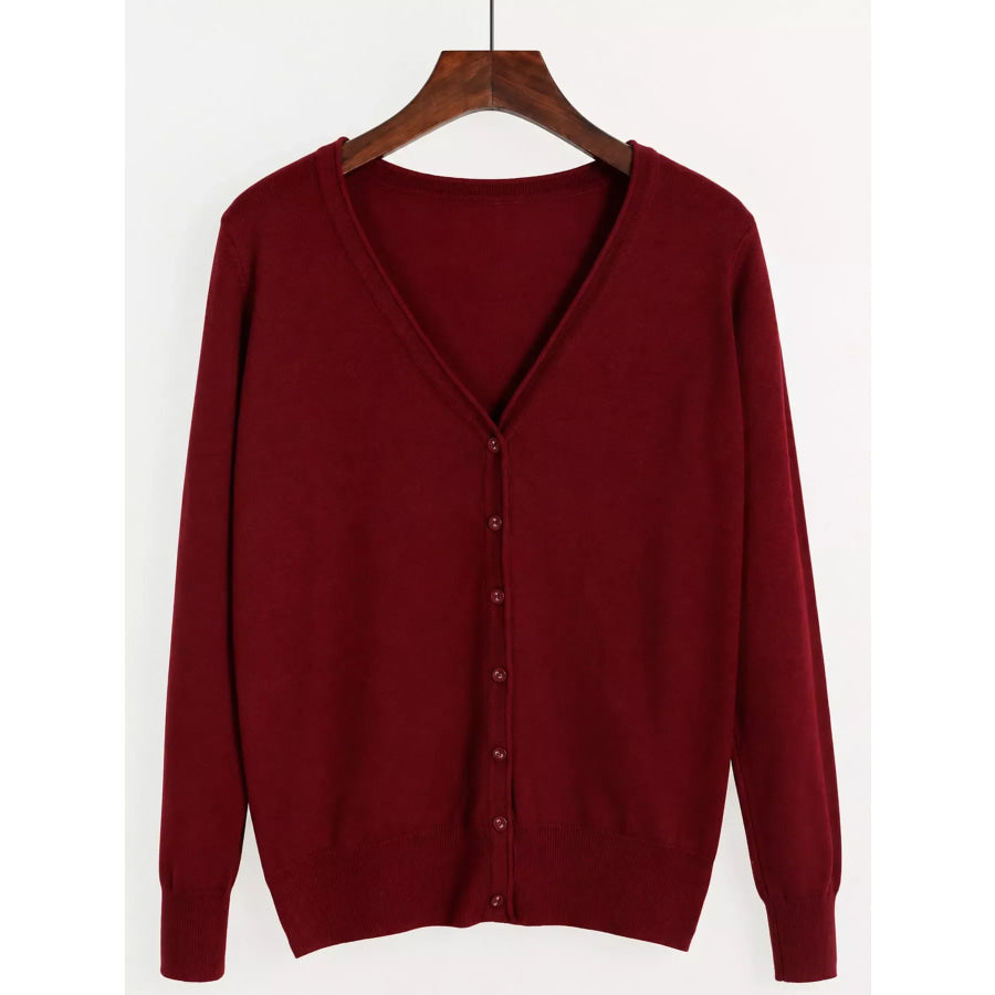 Classic V-Neck Button-Down Knit Cardigan Apparel and Accessories