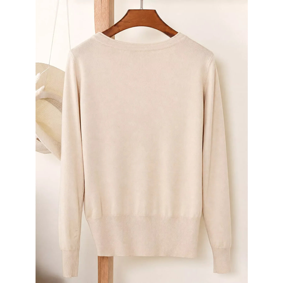 Classic V-Neck Button-Down Knit Cardigan Apparel and Accessories