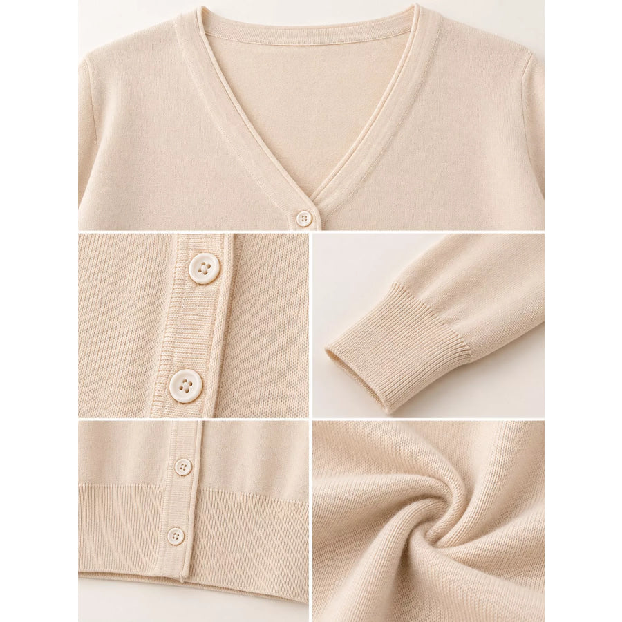 Classic V-Neck Button-Down Knit Cardigan Apparel and Accessories