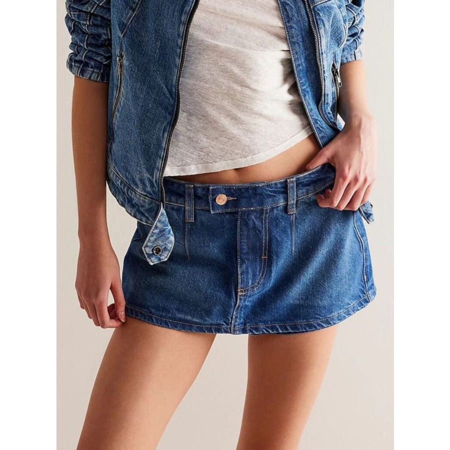Classic Wash Denim Mini Skort Apparel and Accessories