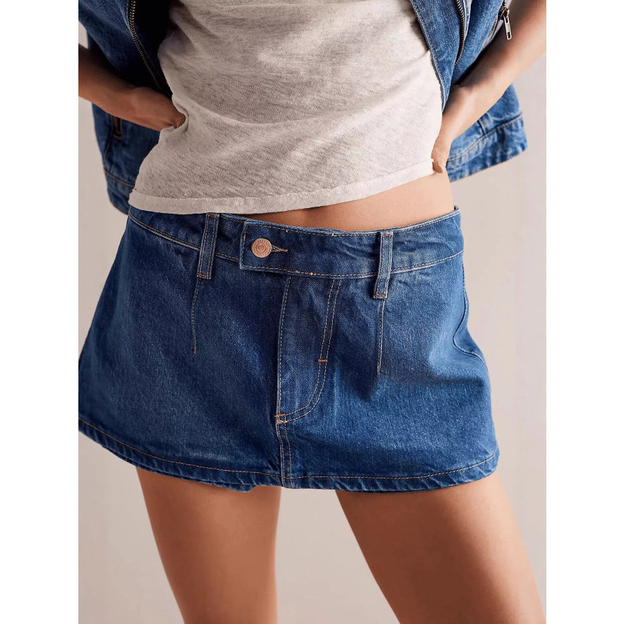 Classic Wash Denim Mini Skort Apparel and Accessories