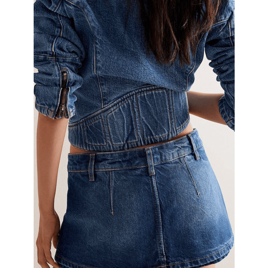Classic Wash Denim Mini Skort Apparel and Accessories