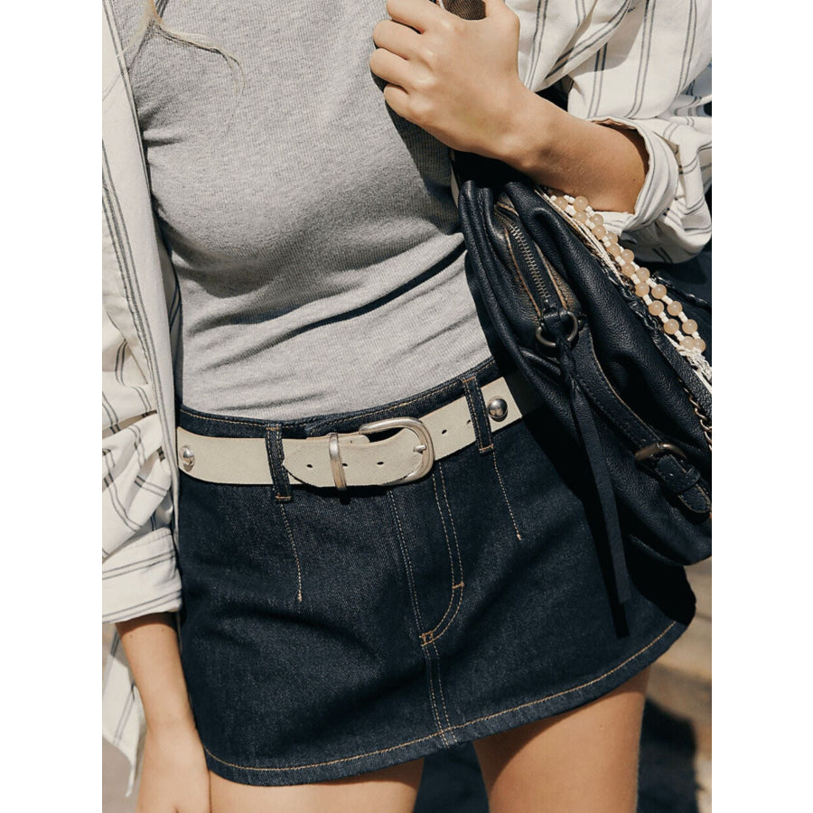 Classic Wash Denim Mini Skort Apparel and Accessories