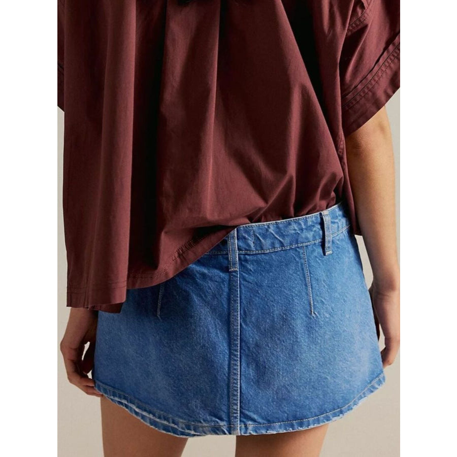 Classic Wash Denim Mini Skort Apparel and Accessories