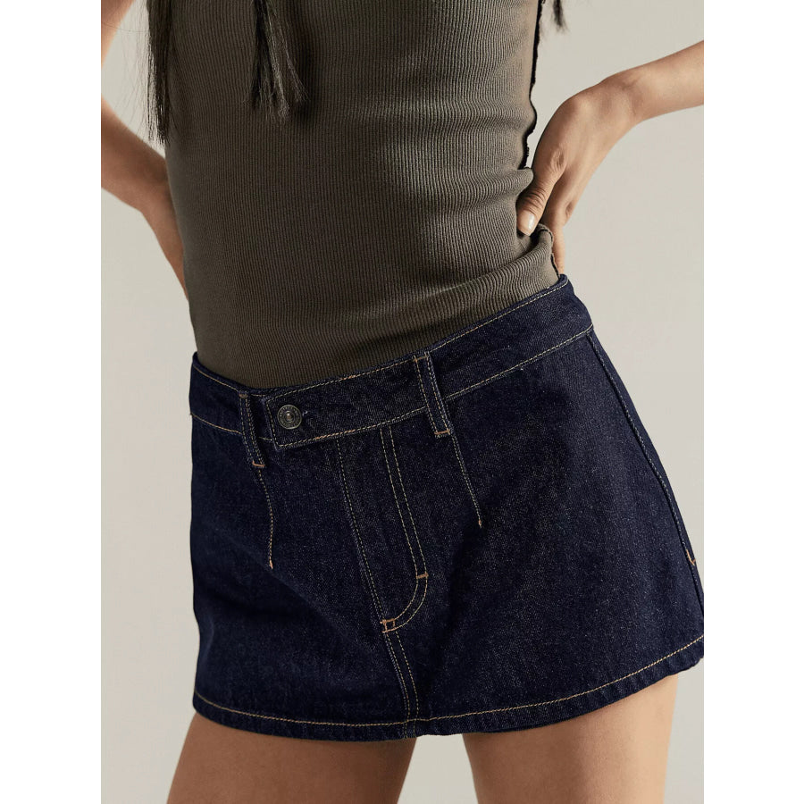 Classic Wash Denim Mini Skort Dark / S Apparel and Accessories