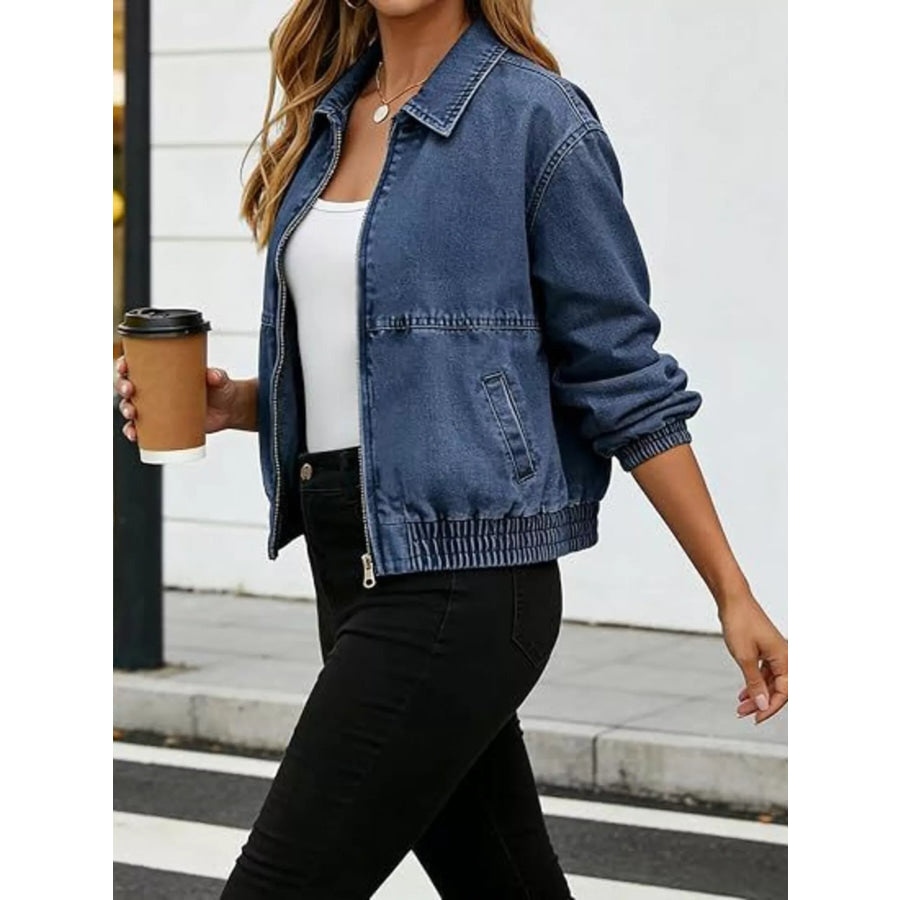 Classic Zip-Up Denim Jacket Apparel and Accessories
