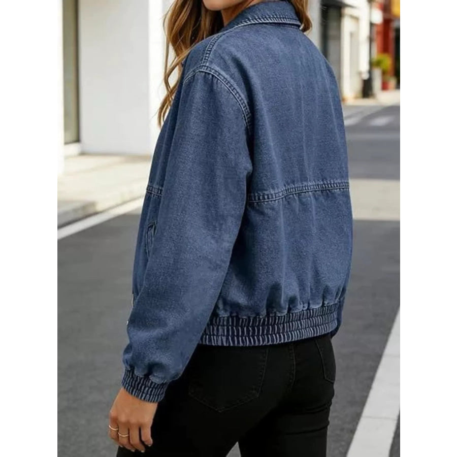 Classic Zip-Up Denim Jacket Apparel and Accessories