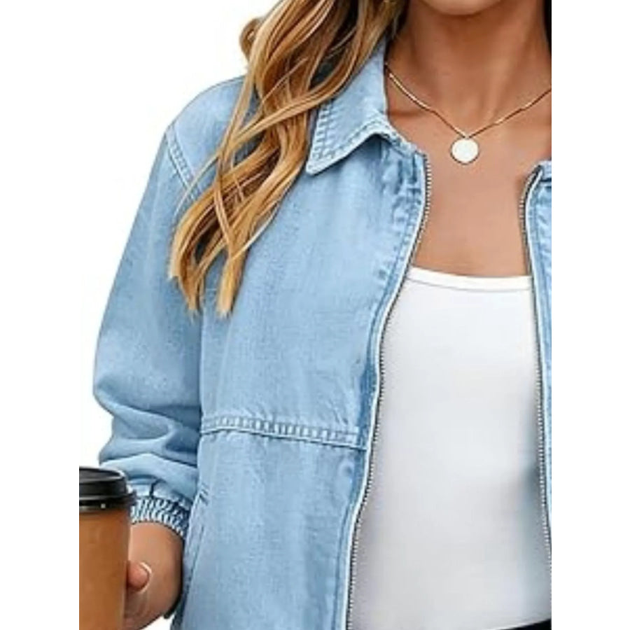 Classic Zip-Up Denim Jacket Apparel and Accessories