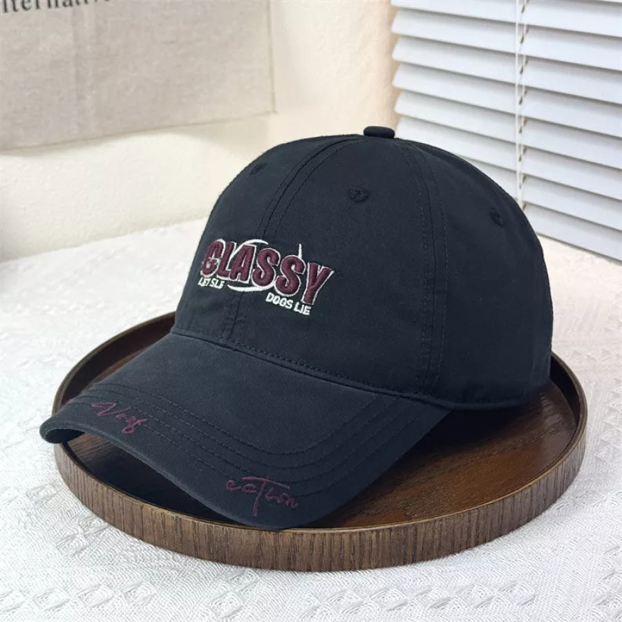 Classy Embroidered Cotton Baseball Cap Black / One Size Apparel and Accessories