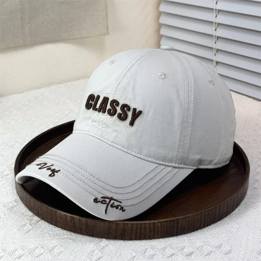 Classy Embroidered Cotton Baseball Cap Light Gray / One Size Apparel and Accessories