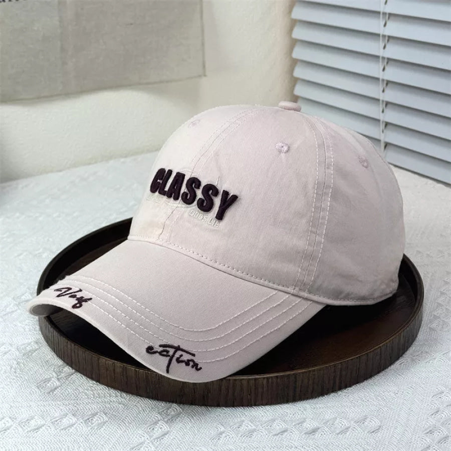 Classy Embroidered Cotton Baseball Cap Light Pink / One Size Apparel and Accessories