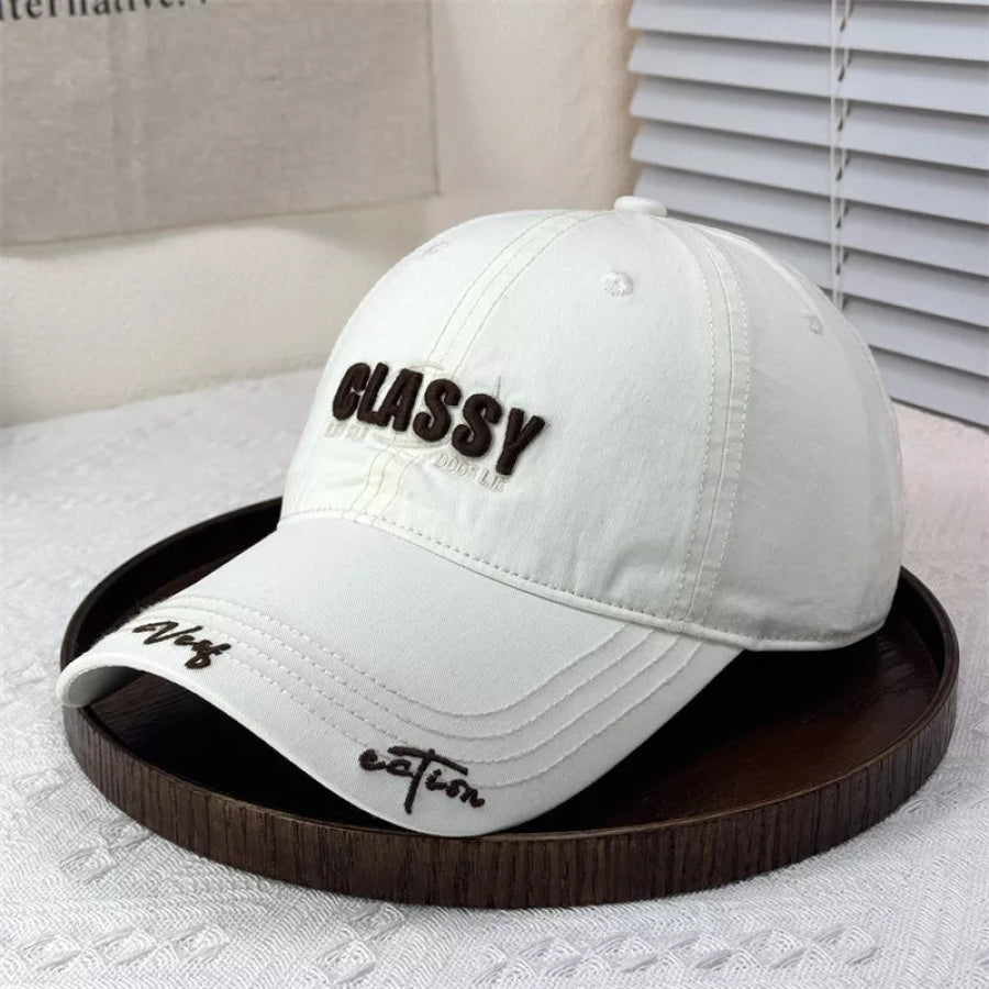 Classy Embroidered Cotton Baseball Cap White / One Size Apparel and Accessories