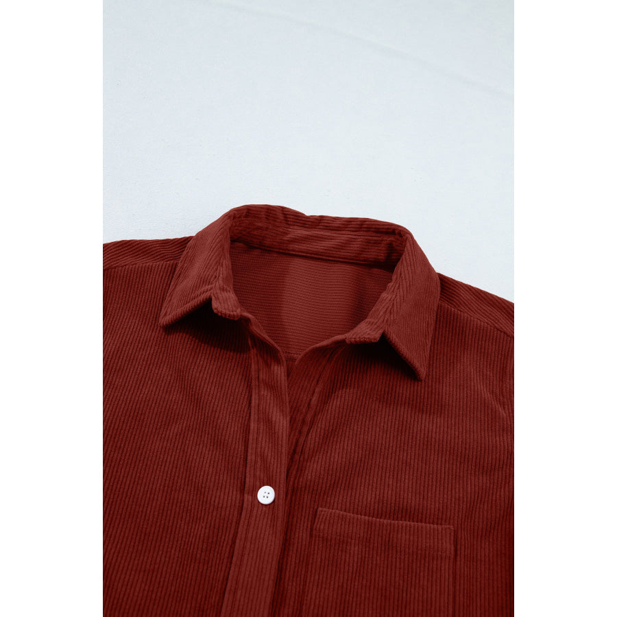 Clay Adjustable Cuff Long Sleeve Corduroy Shirt Tops/Blouses & Shirts