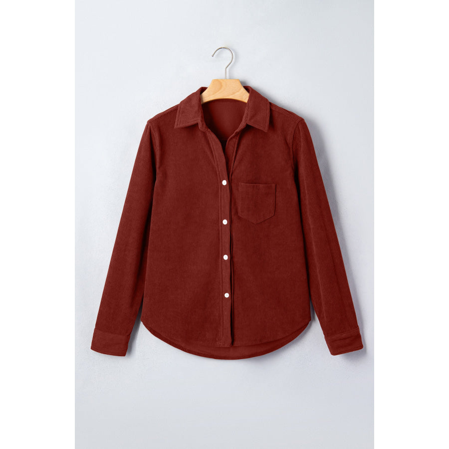 Clay Adjustable Cuff Long Sleeve Corduroy Shirt Tops/Blouses & Shirts
