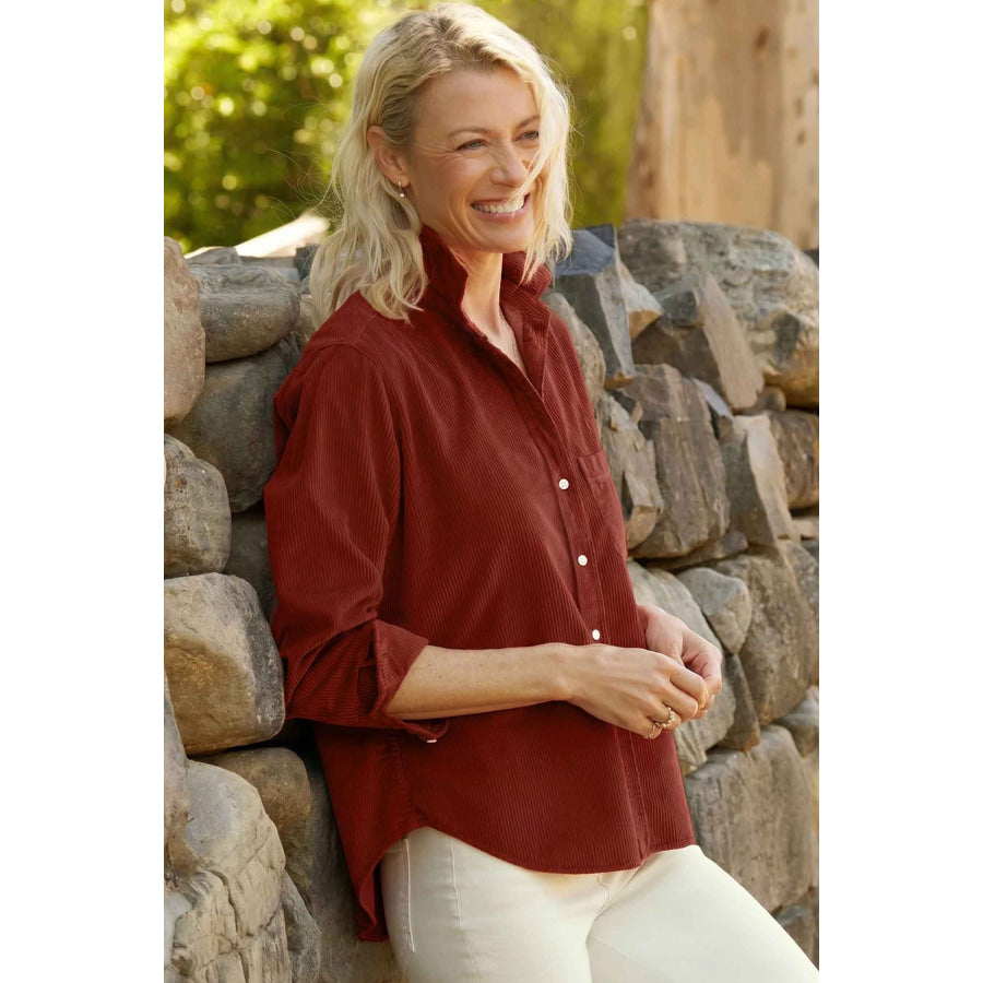 Clay Adjustable Cuff Long Sleeve Corduroy Shirt Tops/Blouses & Shirts