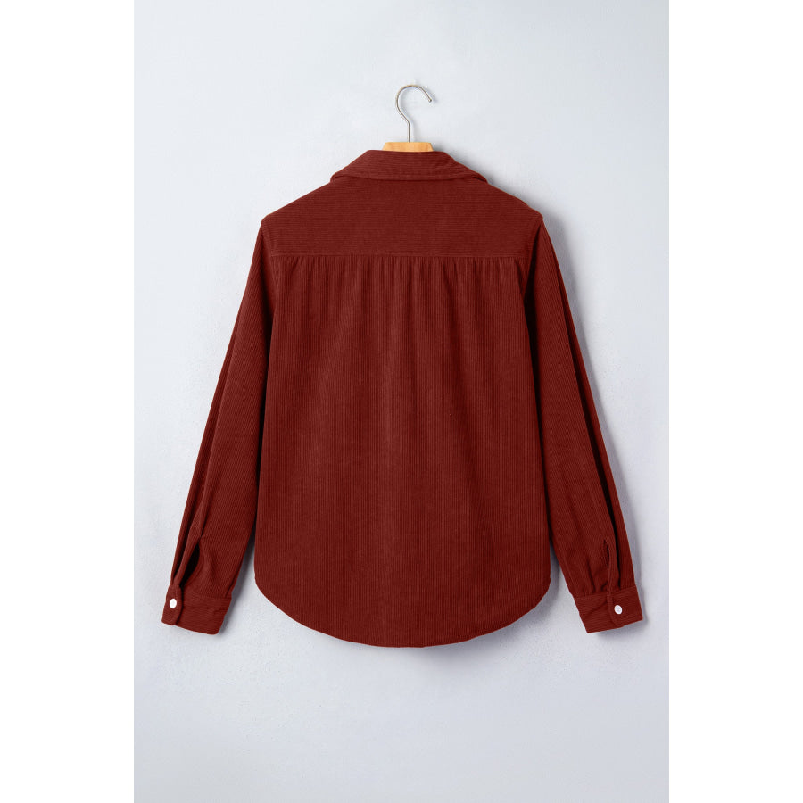 Clay Adjustable Cuff Long Sleeve Corduroy Shirt Tops/Blouses & Shirts