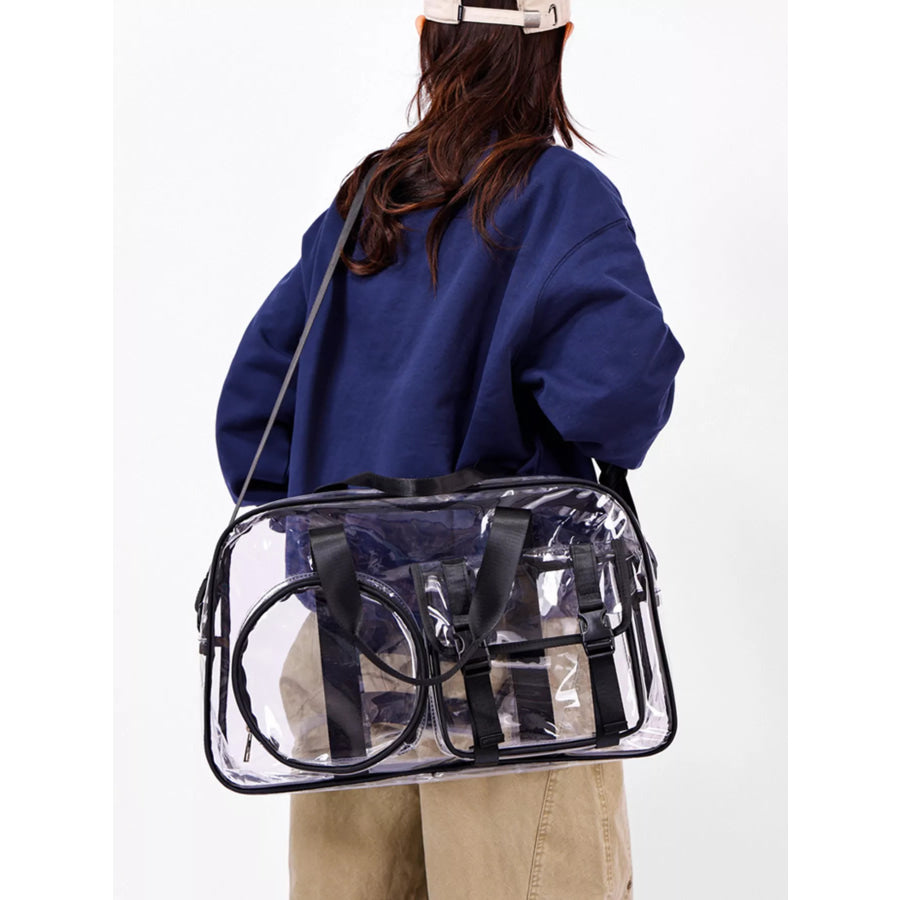 Clear PVC Travel Bag Black / One Size Apparel and Accessories