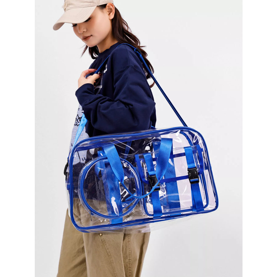 Clear PVC Travel Bag Blue / One Size Apparel and Accessories
