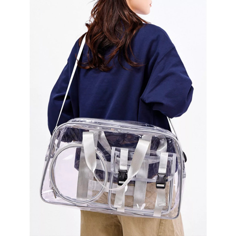 Clear PVC Travel Bag Grey / One Size Apparel and Accessories