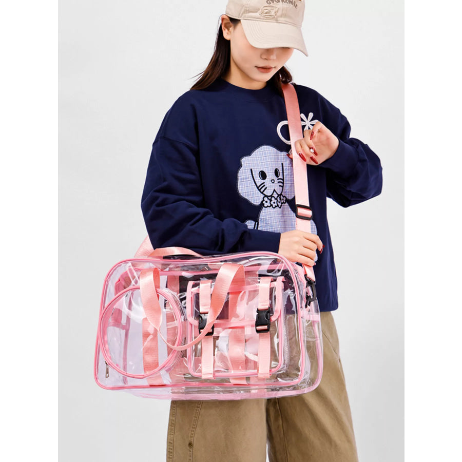 Clear PVC Travel Bag Pink / One Size Apparel and Accessories