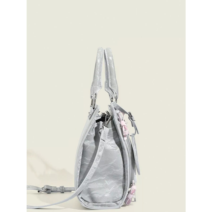 Clear Window Crossbody Bag with Bow Accents Grey / One Size Apparel and Accessories
