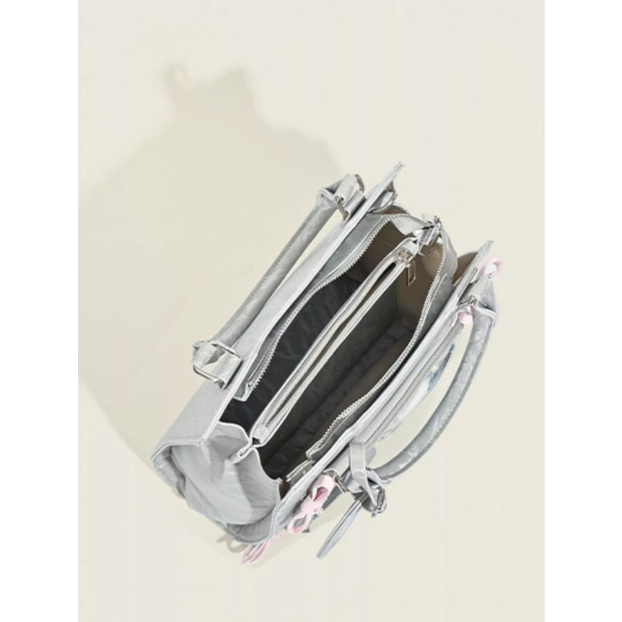 Clear Window Crossbody Bag with Bow Accents Grey / One Size Apparel and Accessories
