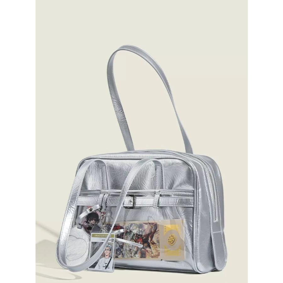 Clear Window Shoulder Bag Silver / One Size Apparel and Accessories