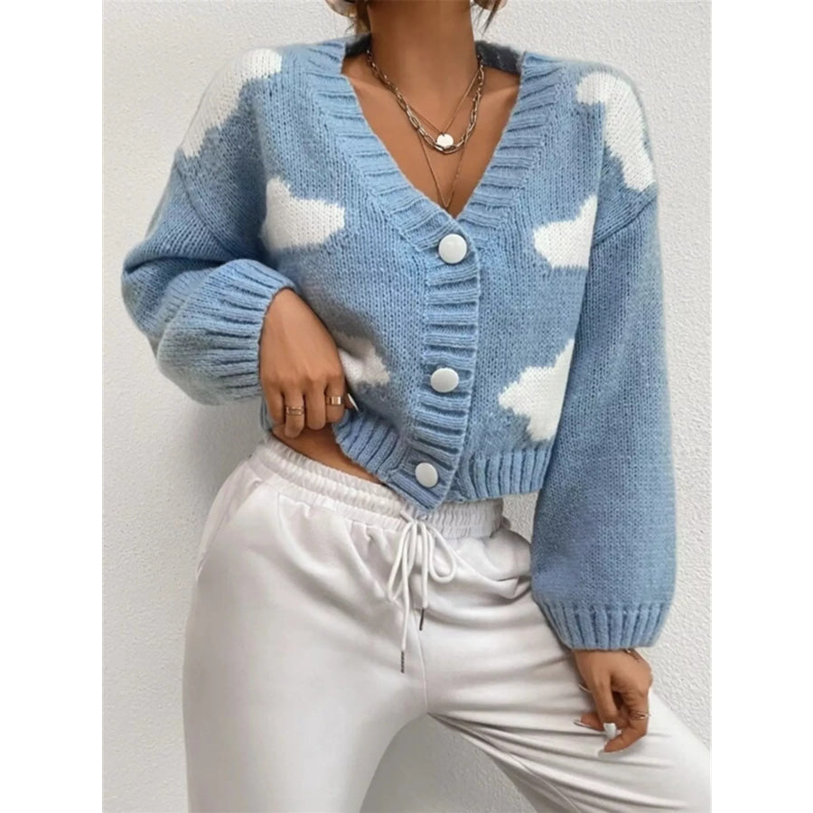 Cloud Button Up Knit Cardigan Apparel and Accessories