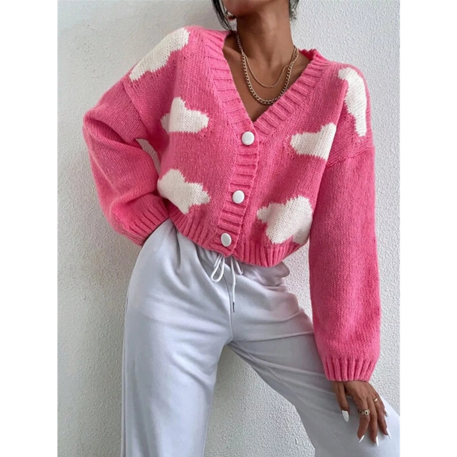 Cloud Button Up Knit Cardigan Apparel and Accessories