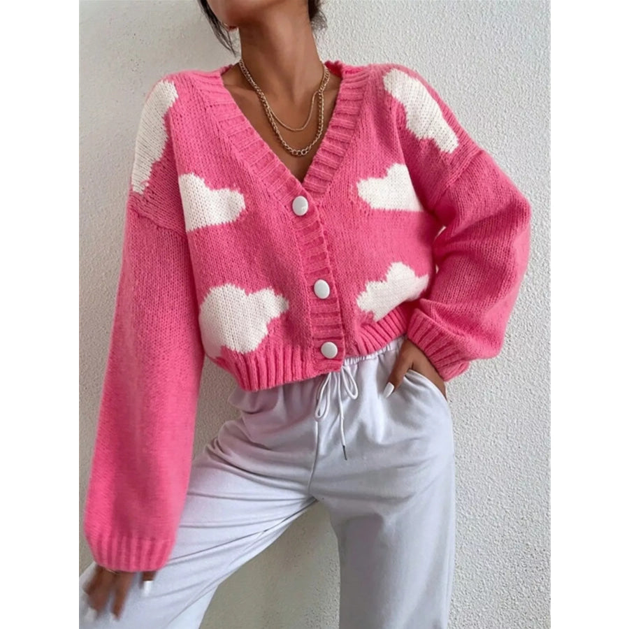 Cloud Button Up Knit Cardigan Apparel and Accessories