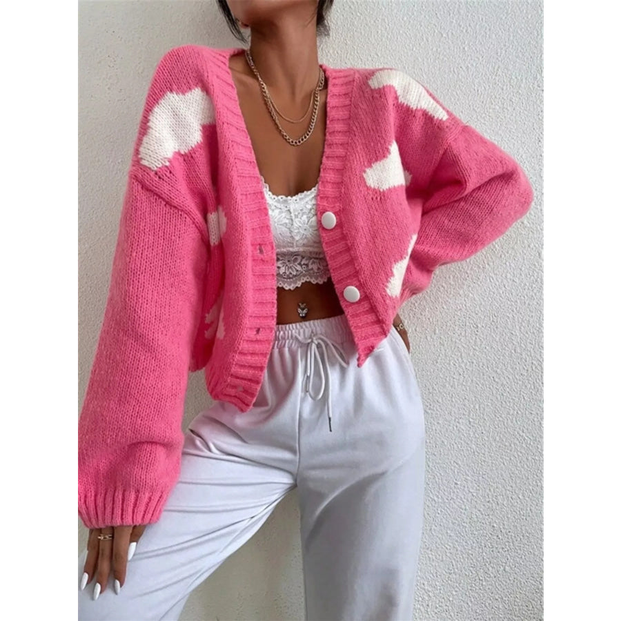 Cloud Button Up Knit Cardigan Apparel and Accessories