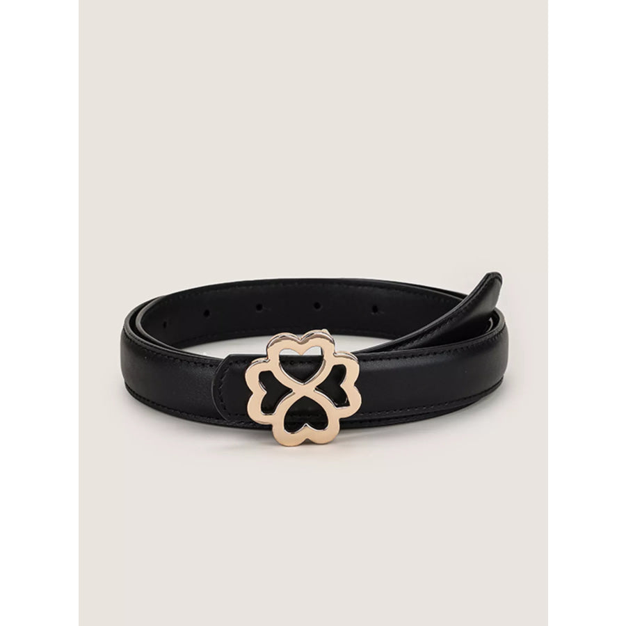 Clover Buckle Adjustable Belt Black / One Size Apparel and Accessories