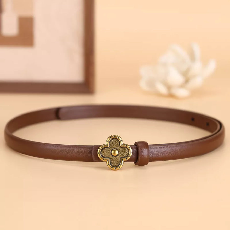 Clover Buckle Leather Belt Apparel and Accessories