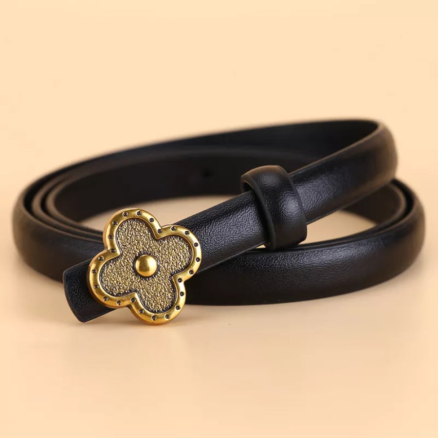 Clover Buckle Leather Belt Apparel and Accessories