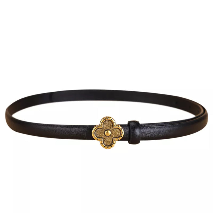 Clover Buckle Leather Belt Apparel and Accessories