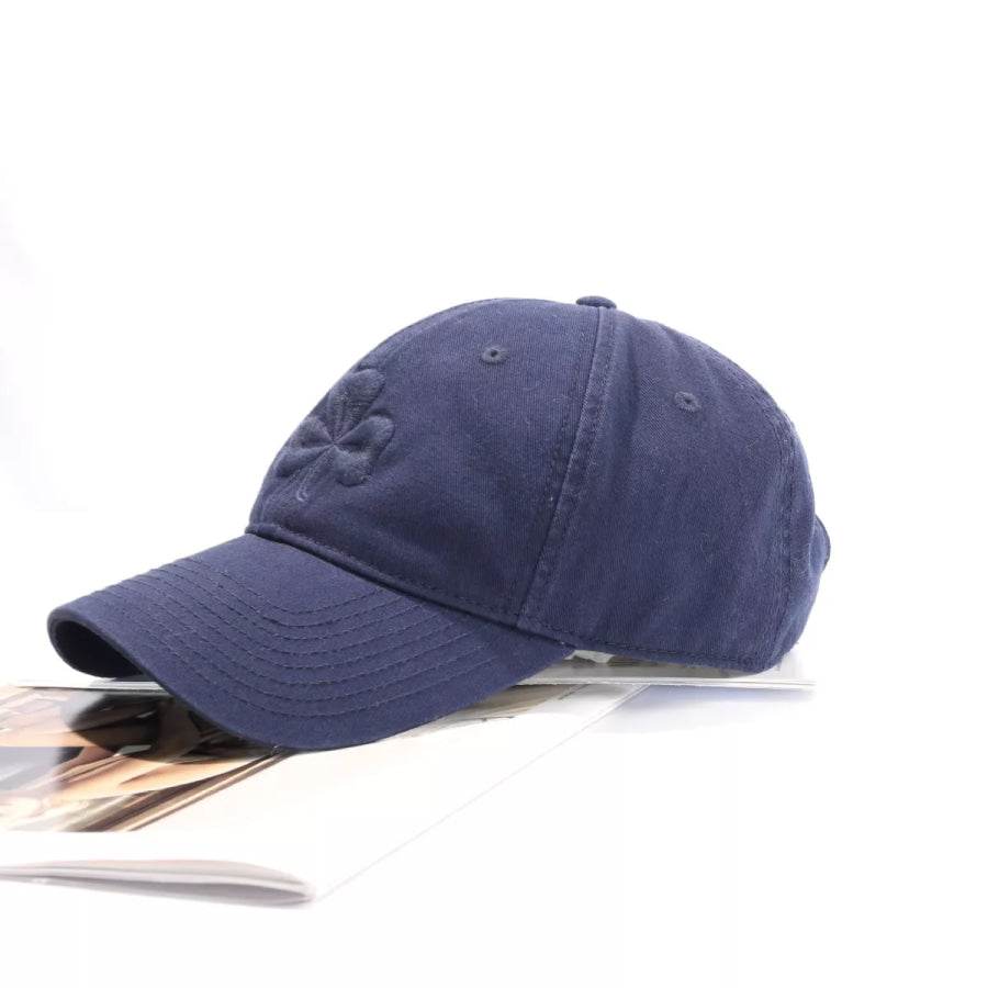 Clover Embroidered Baseball Cap Navy Blue / One Size Apparel and Accessories