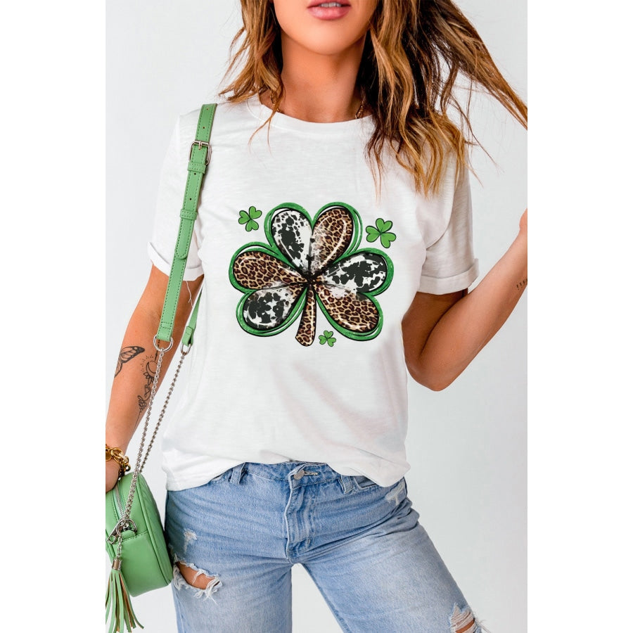 Clover Graphic Cuffed Short Sleeve Tee