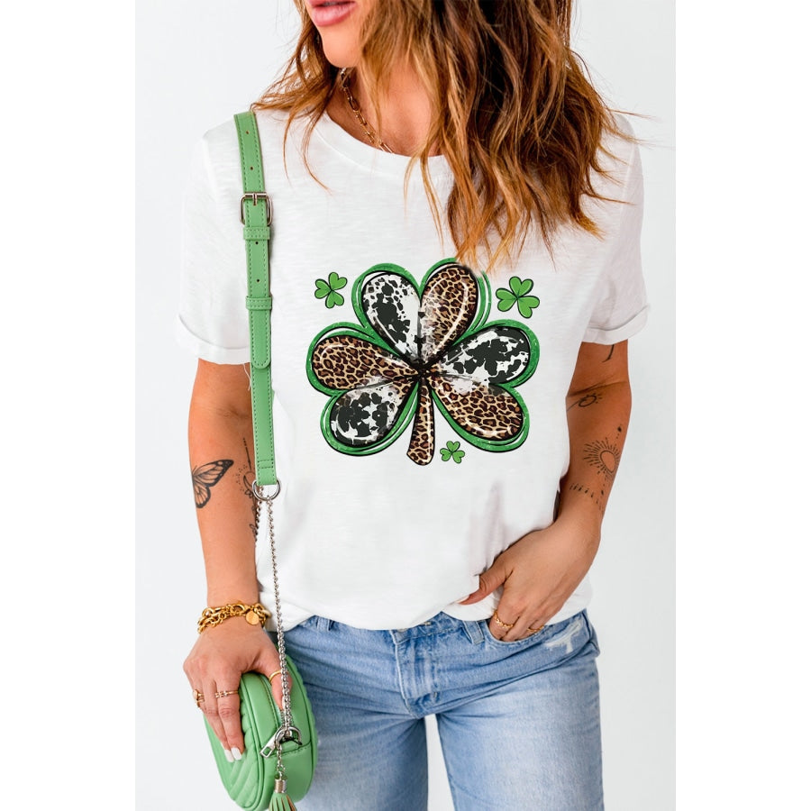 Clover Graphic Cuffed Short Sleeve Tee