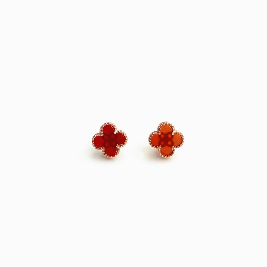 Clover Stud Earrings Red / One Size Apparel and Accessories