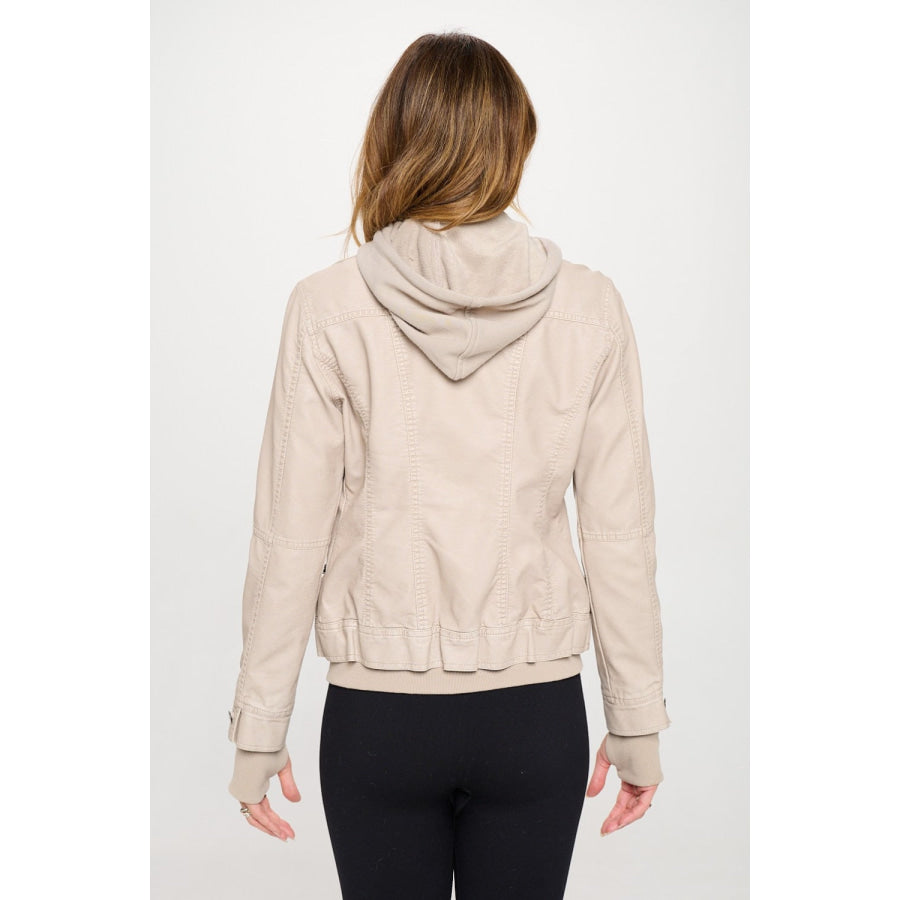 Coalition LA Double Zip Hooded Long Sleeve Jacket Cream / S Apparel and Accessories