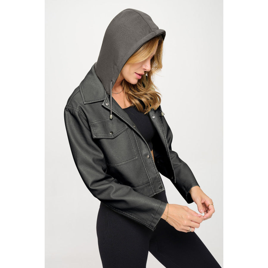 Coalition LA Snap Down Cropped Hooded Jacket Apparel and Accessories