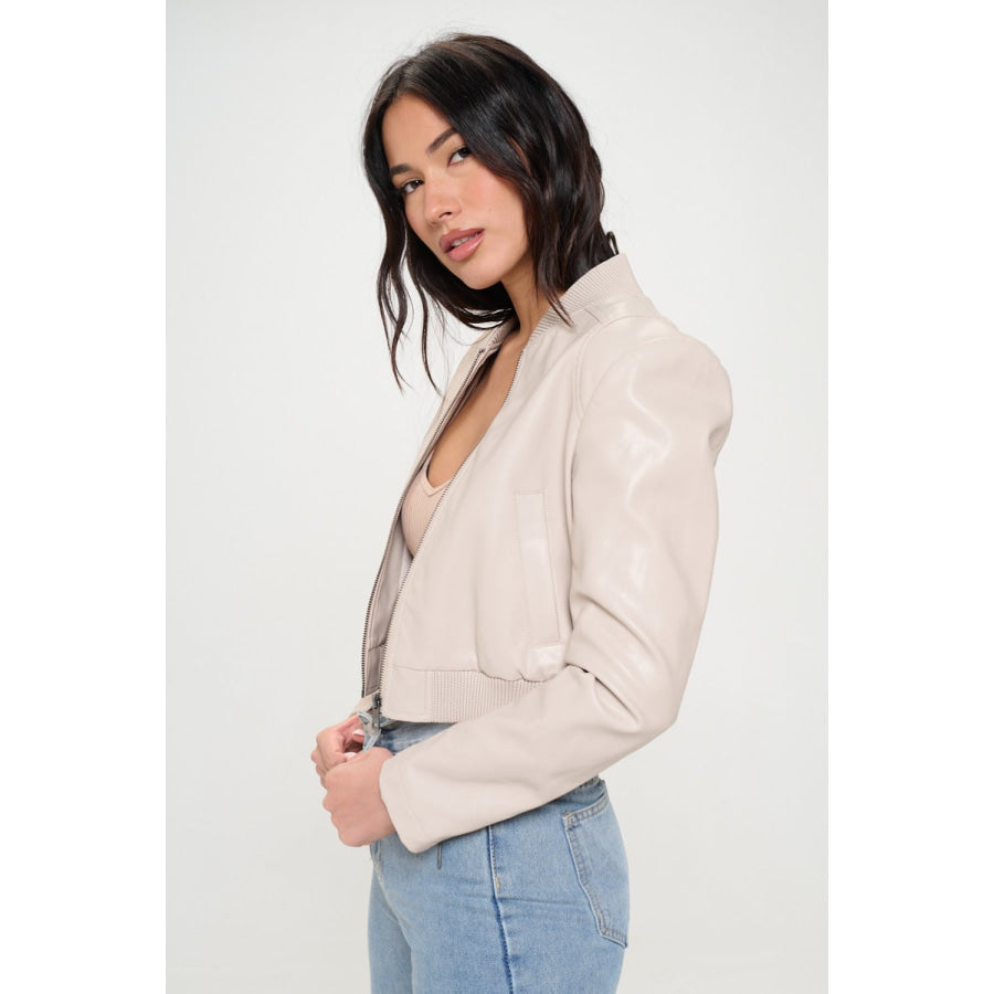 Coalition LA Zip Up Cropped Bomber Jacket Apparel and Accessories