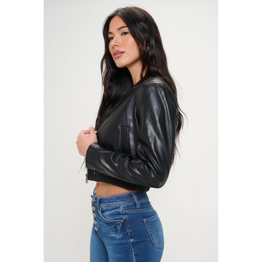 Coalition LA Zip Up Cropped Bomber Jacket Apparel and Accessories